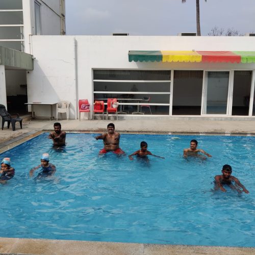 Students attending Aqua Yoga classes at Splash Activity Center